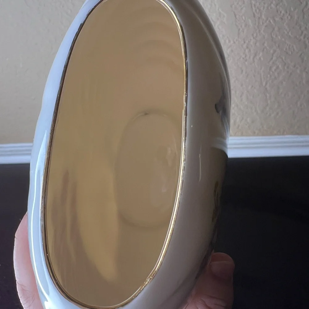 Vintage 1980's Floral Shell Vase, 80's Deco Revival, Japanese Fine China, Pastel